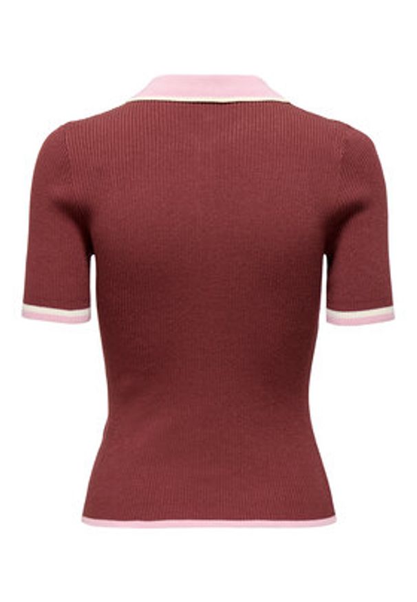 only - ONLY Polo Meddi 15363165 Bordowy Slim Fit. Typ kołnierza: polo. Kolor: czerwony. Materiał: syntetyk