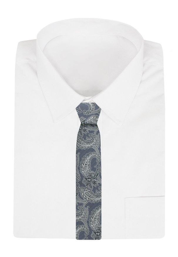 Krawat Męski - Angelo di Monti - Niebieski z Popielem, Duży Wzór. Kolor: niebieski. Materiał: tkanina. Styl: wizytowy, elegancki