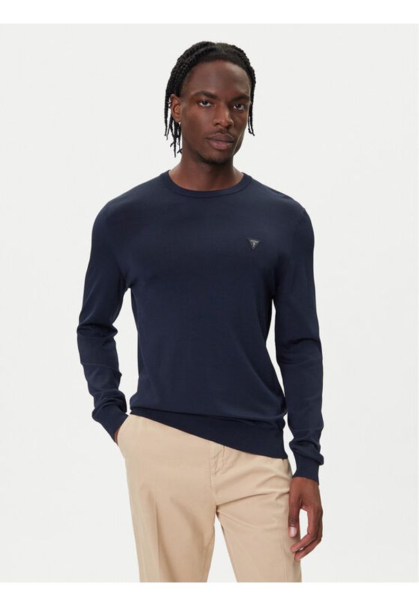 Guess Sweter M4YR29 Z3DM0 Granatowy Regular Fit. Kolor: niebieski. Materiał: wiskoza