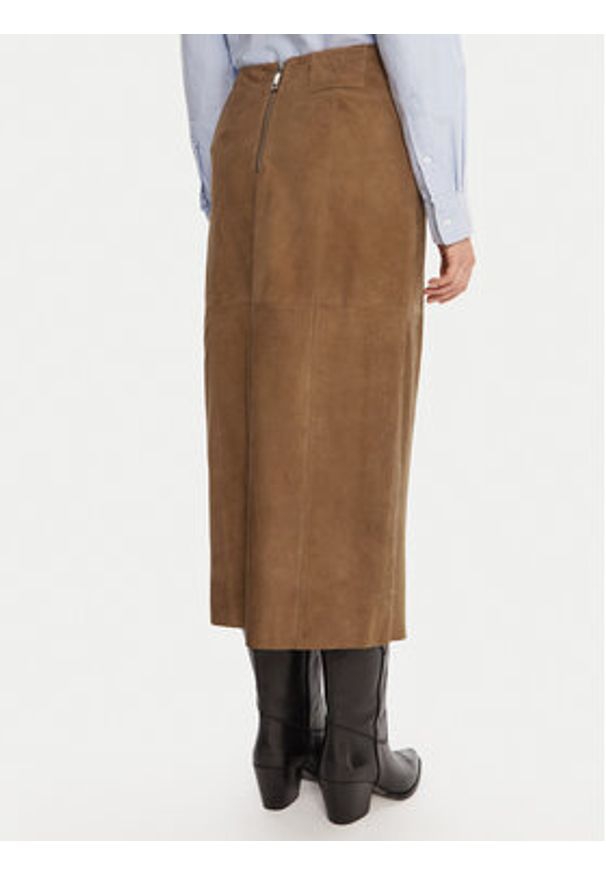 MAX&Co. Spódnica skórzana Guelfi 2526406011200 Brązowy Straight Fit. Kolor: brązowy. Materiał: skóra