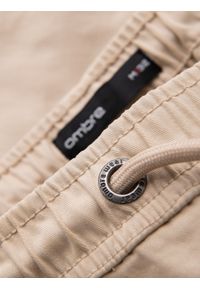 Ombre Clothing - Spodenki męskie bawełniane cargo z elastycznym pasem – beżowe V3 OM-SRCG-0190 - XXL. Okazja: na co dzień. Kolor: beżowy. Materiał: bawełna. Sezon: lato. Styl: casual #8