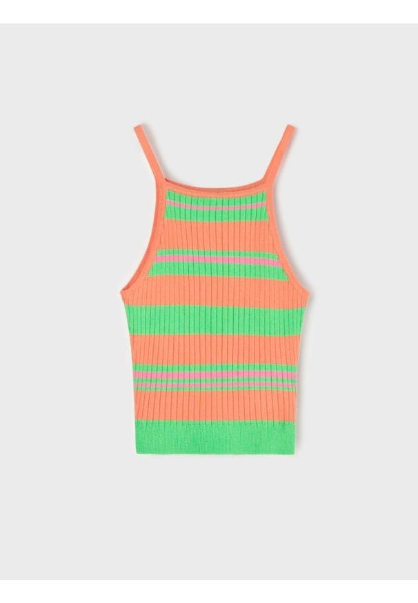 Sinsay - Prążkowany top w paski - wielobarwny. Materiał: prążkowany. Wzór: paski