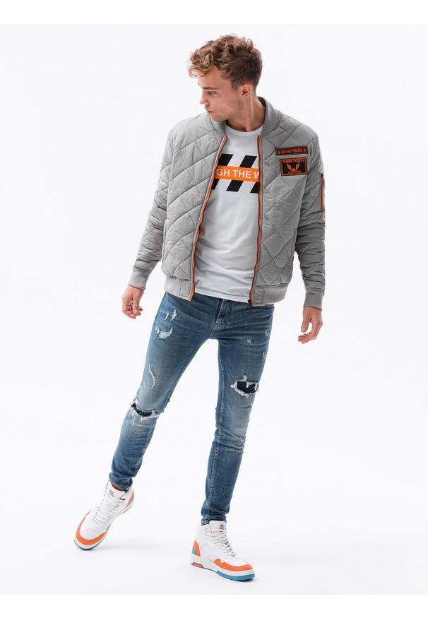 Szara kurtka Ombre Clothing militarna, moro