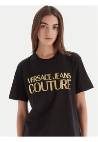 Versace Jeans Couture T-Shirt 79GAHT05 CJ00T Czarny Regular Fit. Kolor: czarny. Materiał: bawełna #8