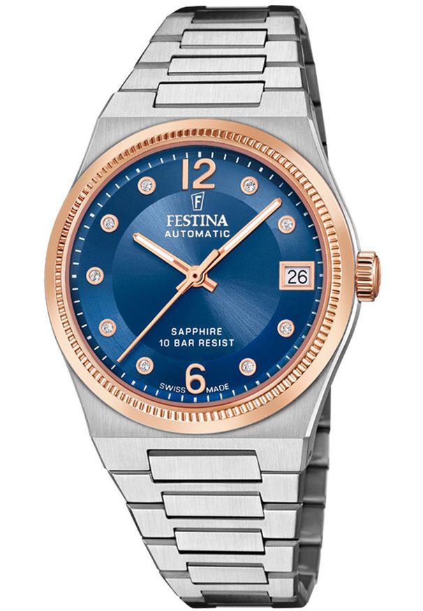 Zegarek damski Festina F20031-2 CYRKONIE srebrny. Kolor: srebrny