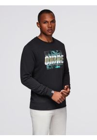 Ombre Clothing - Męska bluza z nadrukiem zakładana przez głowę - czarna V3. Kolor: czarny. Materiał: poliester, bawełna. Wzór: nadruk #2