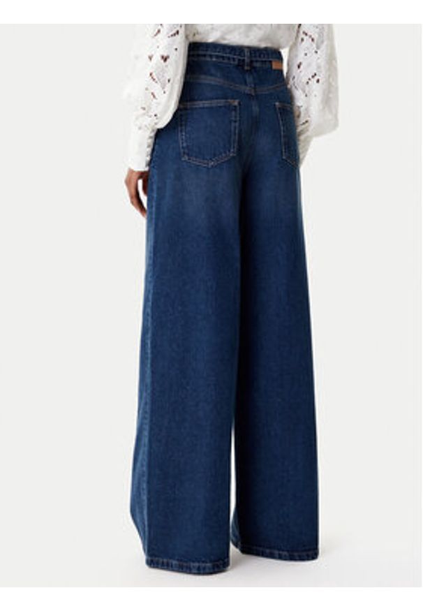 TwinSet - TWINSET Jeansy 252TP2540 Granatowy Wide Leg. Kolor: niebieski