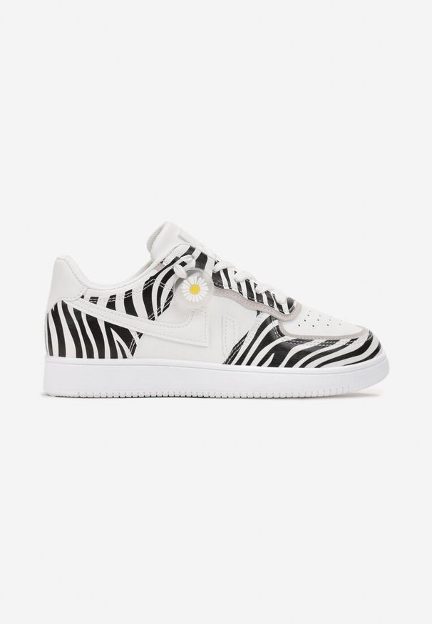 Renee - Biało-Czarne Sneakersy przed Kostkę z Sznurowaniem Eleuteria. Okazja: na co dzień. Wysokość cholewki: przed kostkę. Kolor: biały