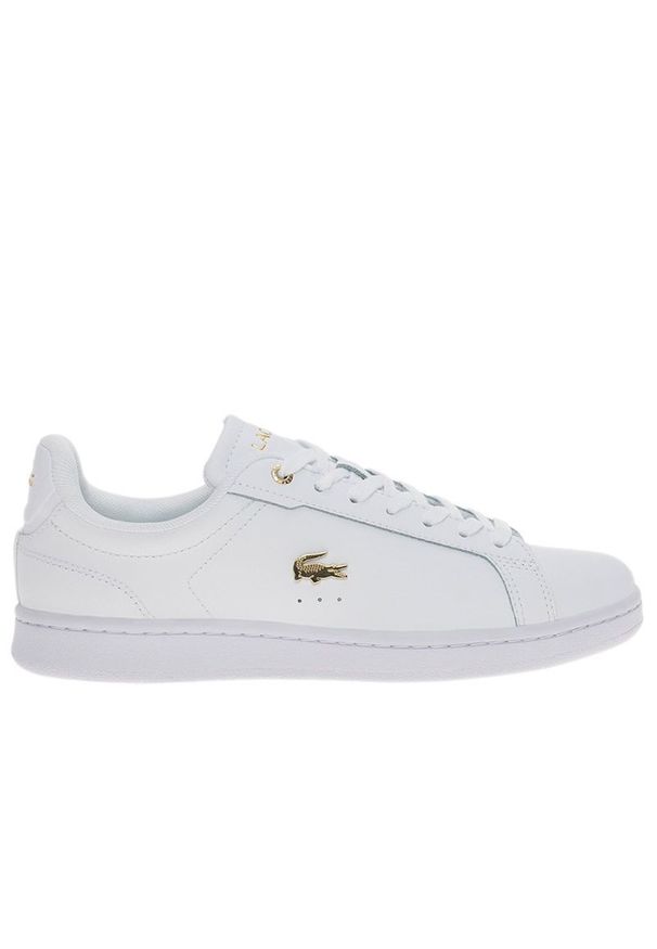 Buty Lacoste Carnaby Pro 124 1 SFA 747SFA0040-216 - białe. Okazja: na co dzień. Zapięcie: sznurówki. Kolor: biały. Materiał: guma, skóra. Wzór: aplikacja