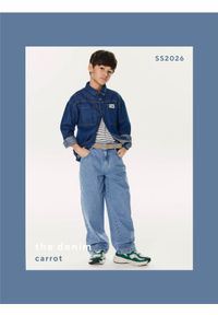 Reserved - Jeansy carrot z paskiem - niebieski. Kolor: niebieski #1