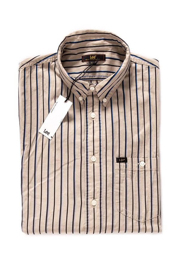Lee - LEE RIVITED SHIRT DUST BEIGE L66IUELP 112116470. Wzór: paski