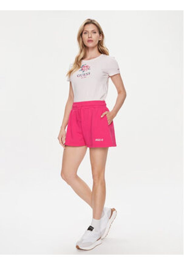 Guess Szorty sportowe Eleanora V4RD04 KC5O0 Różowy Relaxed Fit. Kolor: różowy. Materiał: bawełna