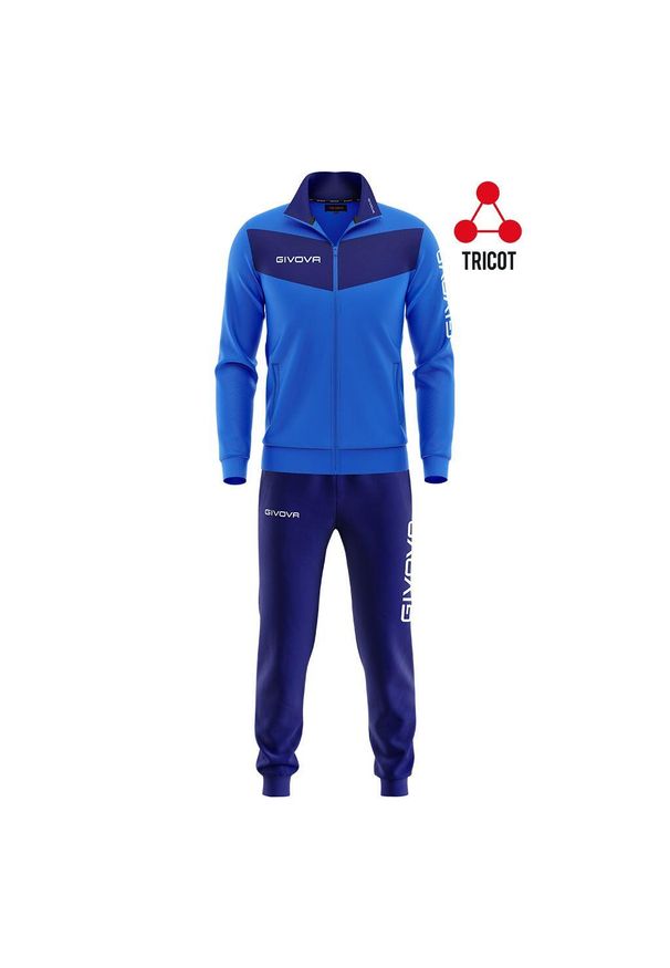 Dres piłkarski dla dorosłych Givova Luxury Visa granatowo-niebieski. Kolor: niebieski. Materiał: dresówka. Sport: piłka nożna