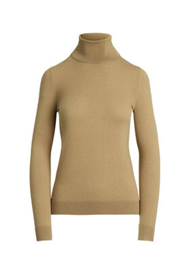 Lauren Ralph Lauren - LAUREN RALPH LAUREN Golf 200940470015 Beżowy Slim Fit. Typ kołnierza: golf. Kolor: beżowy. Materiał: jedwab