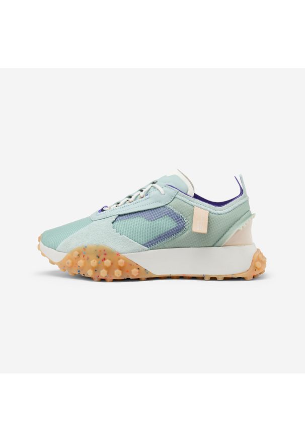 Buty sportowe unisex Decathlon WLKR 76 x Tetsunori. Kolor: beżowy, zielony, niebieski, wielokolorowy. Materiał: kauczuk, materiał. Szerokość cholewki: normalna. Wzór: geometria