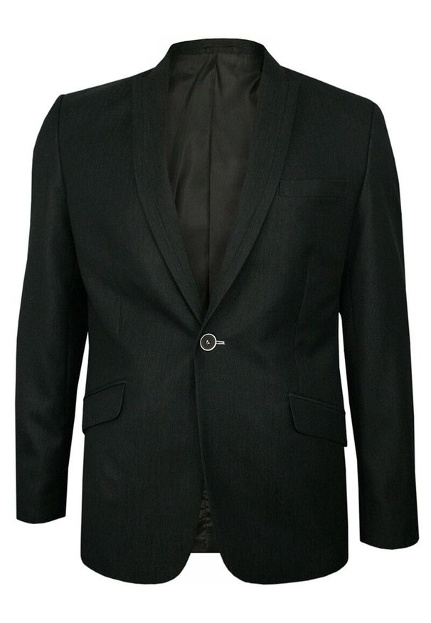 Casino - Garnitur Grafitowy, Dwuczęściowy, Elegancki, Ślubny, Zapinany na Jeden Guzik, Spodnie w Kant -CASINO. Kolor: szary. Materiał: poliester, wiskoza. Wzór: gładki