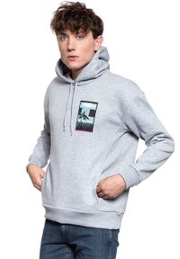 Lee - BLUZA LEE GRAPHIC RELAXED HOOD GREY MELE L82YTTMP 112122266. Typ kołnierza: kaptur. Wzór: nadruk