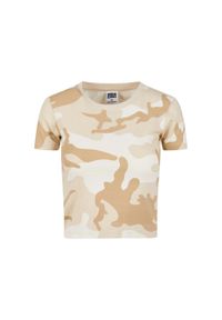 Urban Classics - T-shirt Damski Camo Cropped. Kolor: brązowy, zielony, wielokolorowy