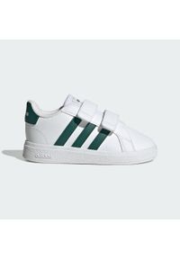 Adidas - Buty Grand Court Lifestyle Hook and Loop. Kolor: zielony, biały, wielokolorowy. Materiał: materiał. Sport: turystyka piesza