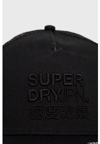 Superdry czapka kolor czarny z aplikacją. Kolor: czarny. Wzór: aplikacja #2