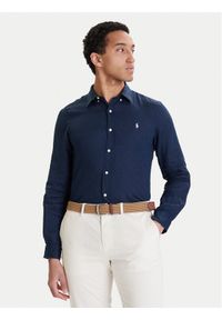 Polo Ralph Lauren Koszula 710968915506 Granatowy Slim Fit. Typ kołnierza: polo. Kolor: niebieski. Materiał: len #1