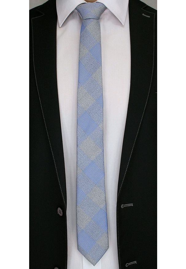 Modny i Elegancki Krawat Alties - Niebiesko-Stalowa Krata. Kolor: niebieski. Materiał: tkanina. Styl: elegancki