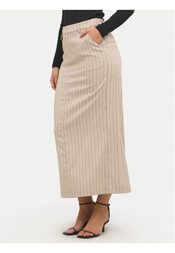 Kaffe Spódnica midi Agathe 10508753 Beżowy Regular Fit. Kolor: beżowy. Materiał: syntetyk