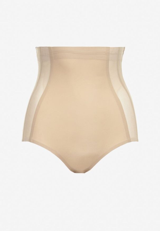 Born2be - Beżowe Modelujące Majtki z Wysokim Stanem i Wstawkami z Siateczki Gabrielina. Stan: podwyższony. Kolor: beżowy