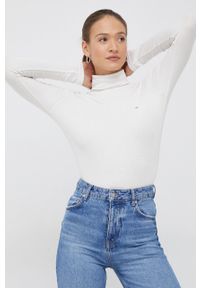 TOMMY HILFIGER - Tommy Hilfiger longsleeve damski kolor czarny z półgolfem. Kolor: biały. Długość rękawa: długi rękaw #1