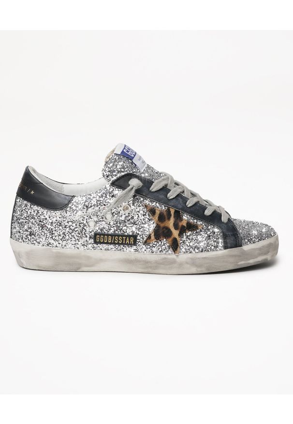 GOLDEN GOOSE - Brokatowe sneakersy Superstar. Kolor: srebrny. Materiał: guma. Wzór: aplikacja