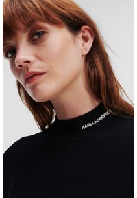 Karl Lagerfeld - KARL LAGERFELD Czarny golf damski Classic Turtle Neck, Rozmiar XL. Typ kołnierza: golf. Kolor: czarny. Materiał: poliester, wiskoza. Styl: elegancki #4