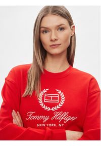TOMMY HILFIGER - Tommy Hilfiger Bluza Flag Script WW0WW41758 Czerwony Regular Fit. Kolor: czerwony. Materiał: bawełna