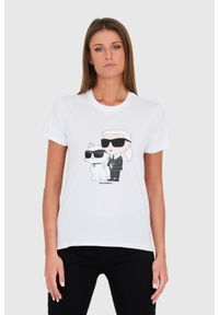 Karl Lagerfeld - KARL LAGERFELD Biały damski t-shirt Ikonik 2.0, Rozmiar S. Kolor: biały. Materiał: bawełna #1