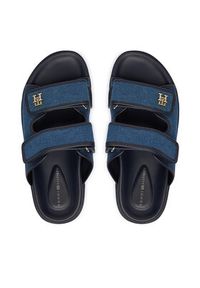 TOMMY HILFIGER - Tommy Hilfiger Klapki Double Strap Denim Sandal FW0FW09123 Niebieski. Kolor: niebieski. Materiał: materiał #3
