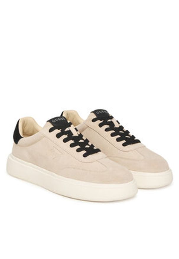Guess Sneakersy FMFPLA SUE12 Beżowy. Kolor: beżowy. Materiał: zamsz, skóra