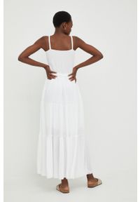 Answear Lab sukienka kolor biały maxi rozkloszowana. Kolor: biały. Materiał: tkanina. Długość rękawa: na ramiączkach. Typ sukienki: rozkloszowane. Styl: wakacyjny. Długość: maxi #4