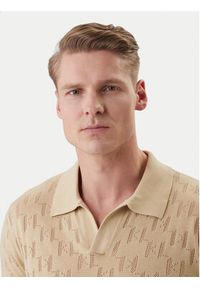 Karl Lagerfeld - KARL LAGERFELD Polo 655005 562301 Beżowy Slim Fit. Typ kołnierza: polo. Kolor: beżowy. Materiał: bawełna #4