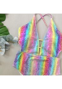 Intica - Strój kąpielowy jednoczęściowy w wzór rybiej łuski na plażę i basen Metanet. Kolor: wielokolorowy. Materiał: materiał #6