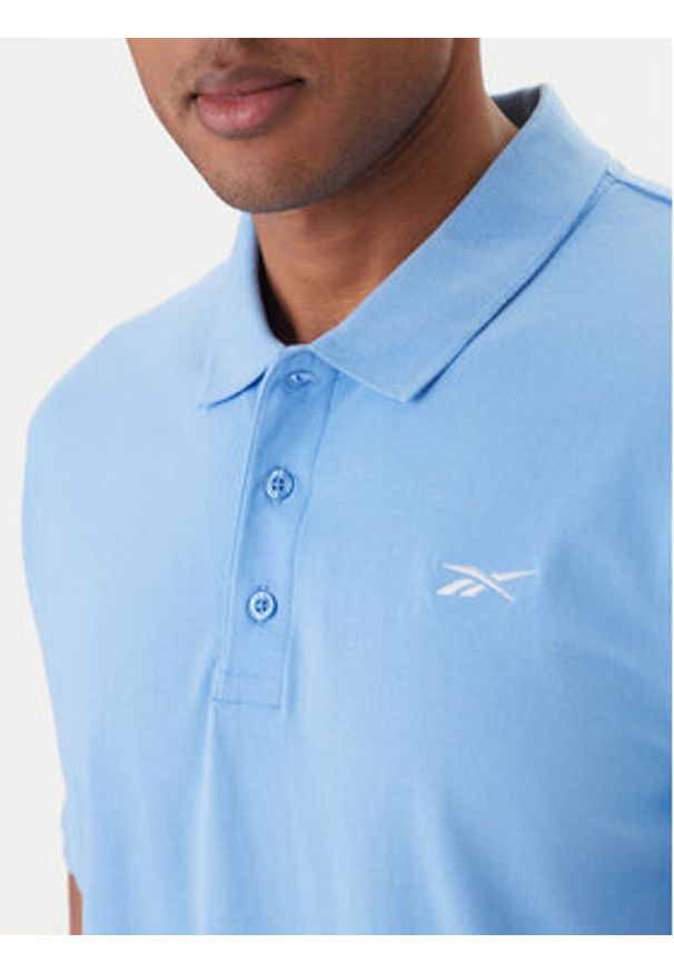 Reebok Polo Breen RK25562CCM Błękitny Regular Fit. Typ kołnierza: polo. Kolor: niebieski. Materiał: bawełna