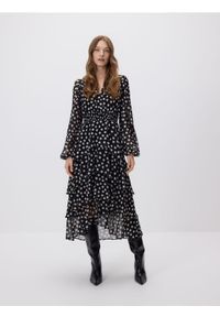 Reserved - Sukienka maxi w groszki - wielobarwny. Materiał: tkanina. Wzór: grochy. Długość: maxi #1