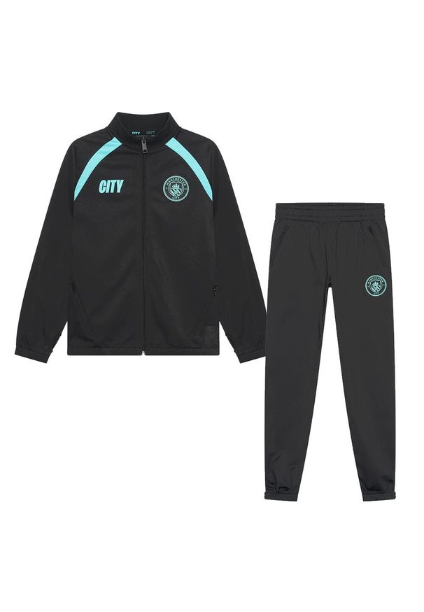 MANCHESTER CITY - Dres treningowy Manchester City dla dzieci 25/26 - Czarny. Kolor: czarny, niebieski, wielokolorowy. Materiał: dresówka. Styl: sportowy