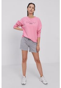 DKNY - Dkny Bluza damska kolor różowy z nadrukiem. Kolor: różowy. Długość rękawa: raglanowy rękaw. Wzór: nadruk #4