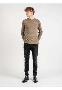 Les Hommes Sweter | LKK122-607U | Motorcycle Jumper | Mężczyzna | Beżowy. Okazja: na co dzień. Kolor: beżowy. Materiał: bawełna. Styl: casual #3