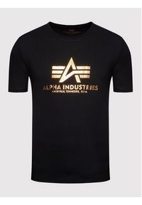 Alpha Industries T-Shirt Basic Foll Print 100501FP Czarny Regular Fit. Kolor: czarny. Materiał: bawełna. Wzór: nadruk #4