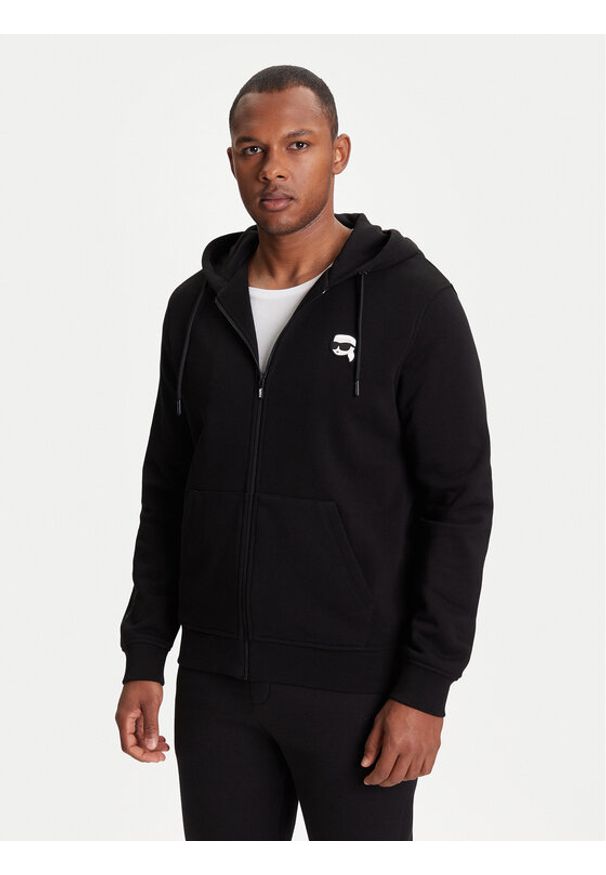 Karl Lagerfeld - KARL LAGERFELD Bluza 705040 553910 Czarny Regular Fit. Typ kołnierza: dekolt w karo. Kolor: czarny. Materiał: bawełna