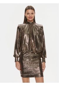 ViCOLO Sukienka koktajlowa FR0017 Złoty Regular Fit. Kolor: złoty. Materiał: syntetyk. Styl: wizytowy
