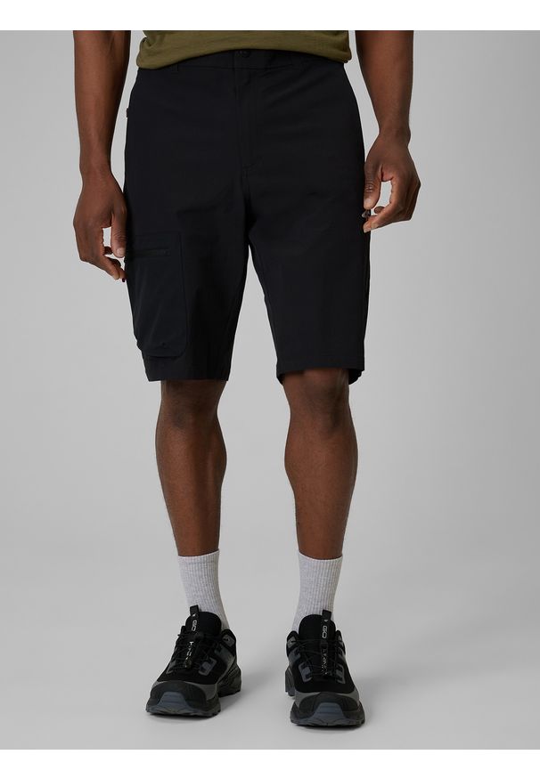 4f - 4F Spodenki trekkingowe szybkoschnące męskie - czarne XL. Kolor: czarny. Materiał: materiał, tkanina. Długość: długie. Sezon: lato. Sport: turystyka piesza