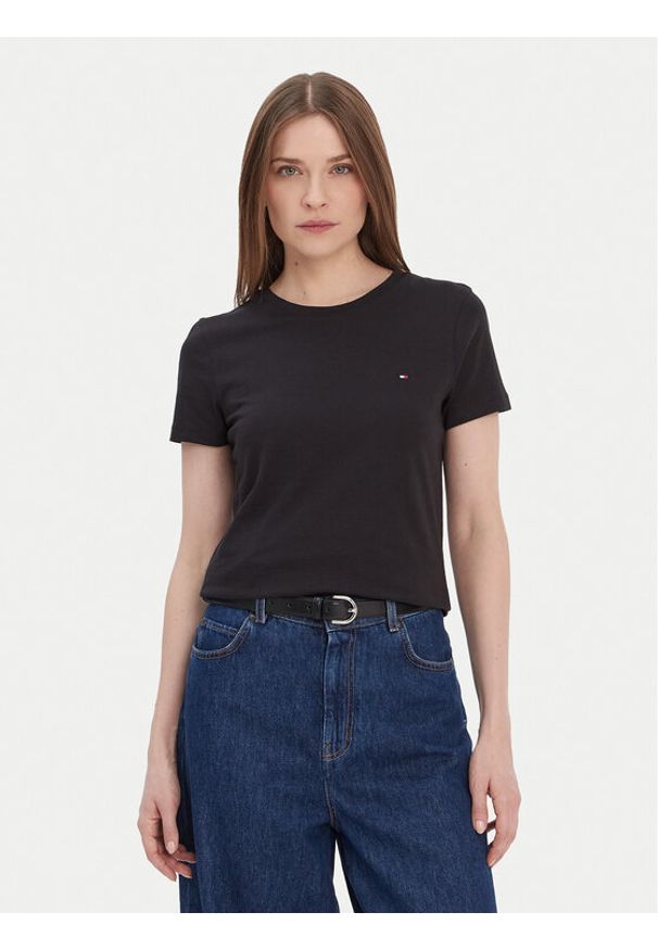 TOMMY HILFIGER - Tommy Hilfiger T-Shirt Heritage Crew WW0WW22043 Czarny Regular Fit. Kolor: czarny. Materiał: bawełna