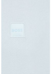 BOSS Orange - BOSS bluza bawełniana BOSS ORANGE męska kolor niebieski z kapturem gładka. Typ kołnierza: kaptur. Kolor: niebieski. Materiał: bawełna. Wzór: gładki #4