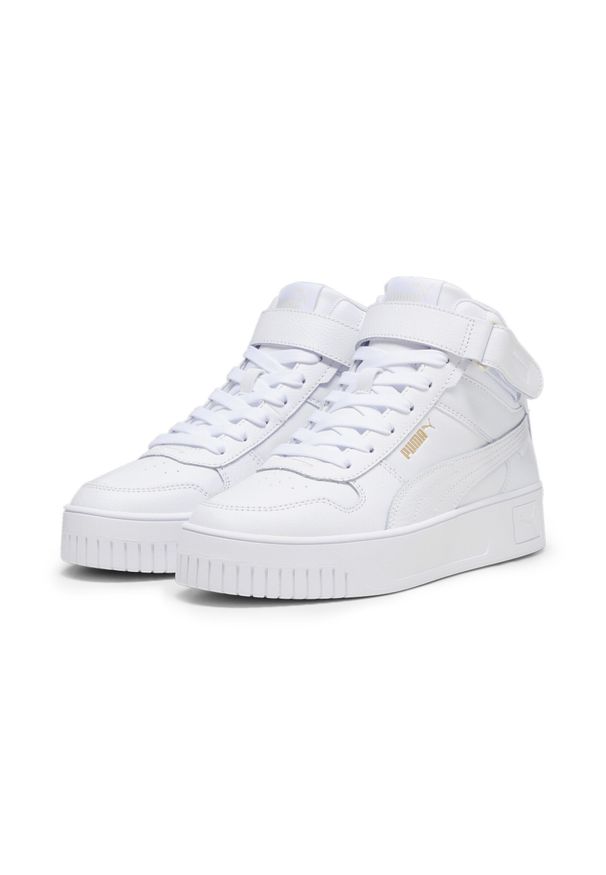 Buty do chodzenia damskie Puma Carina Street Mid. Zapięcie: rzepy. Kolor: żółty, biały, wielokolorowy. Materiał: materiał, skóra, syntetyk. Szerokość cholewki: normalna. Sport: turystyka piesza